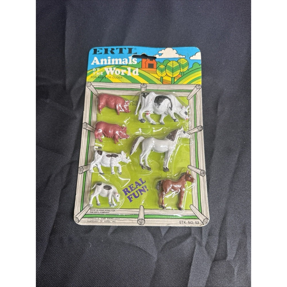 Vintage Ertl Plastic Animals of the World Stock No 53 Farm Toy Set 1970s NIP
